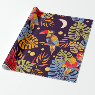 Farbnahtlos, exotische Vögel und Pflanze Geschenkpapier