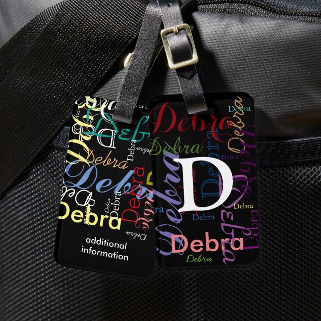 Farbnamen Monogramm-Typografie Gepäckanhänger (Von Creator hochgeladen)