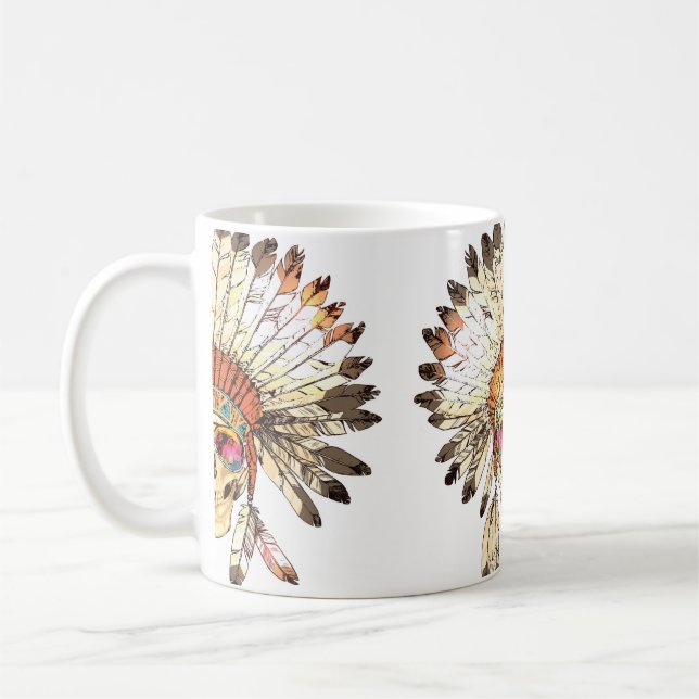 Farbnativer Amerikanische Ureinwohner mit Handzeic Kaffeetasse (Links)