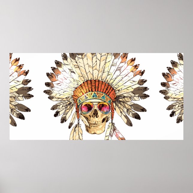 Farbnativer Amerikanische Ureinwohner mit Handzeic Poster (Vorne)