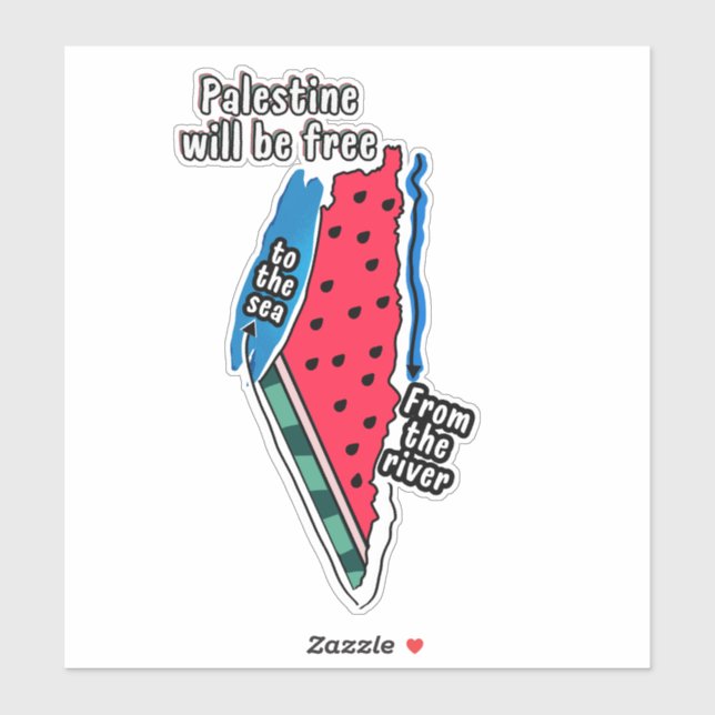 Farbpalestine Wassermelon Karte Grafikdesign Aufkleber (Blatt)