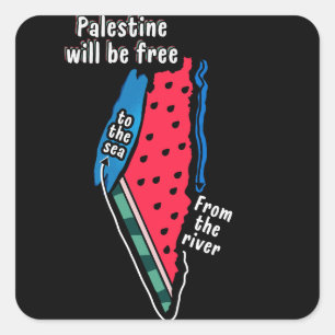 Farbpalestine Wassermelon Karte Grafikdesign Quadratischer Aufkleber