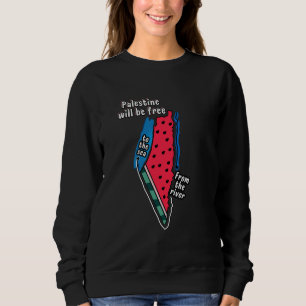 Farbpalestine Wassermelon Karte Grafikdesign Sweatshirt