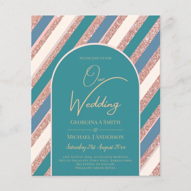 Farbpalette Aquamarin Champagne Rose Gold Weddong Flyer (Vorne)