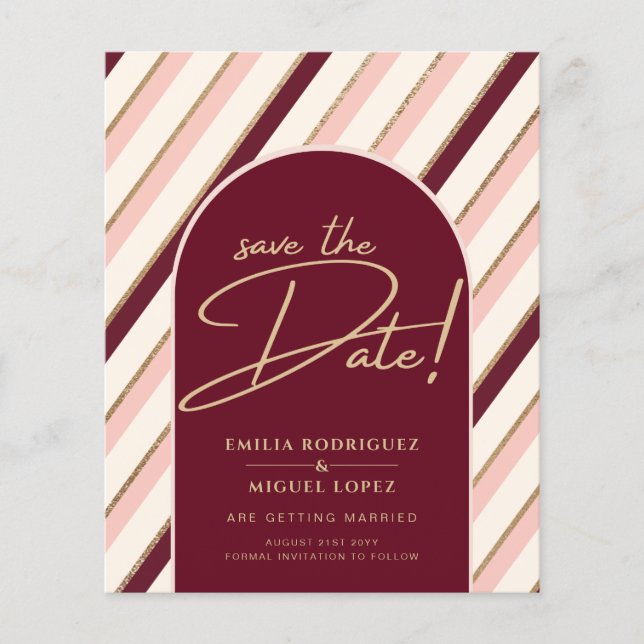 Farbpalette Burgundy Pink Gold Hochzeit Flyer (Vorne)