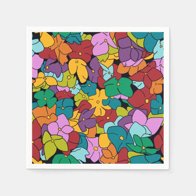 Farbpalette der 1960er Jahre mit abstrakten Blume  Serviette (Vorderseite)