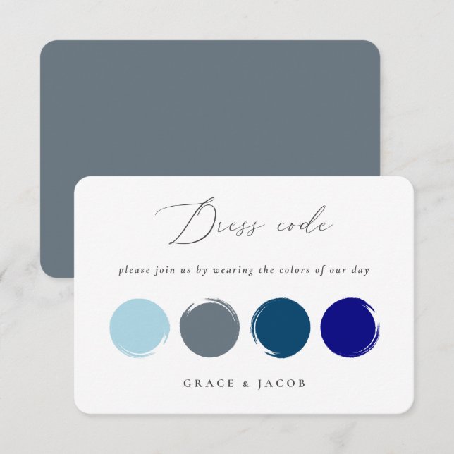 Farbpalette der blauen und blauen Hochzeitsfarbe RSVP Karte (Vorne/Hinten)