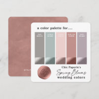 Farbpalette Frühjahrspinett und Mauve-Hochzeitskar