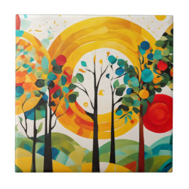 Farbpalette für Herbstvormittag, Abstrakter Wald Fliese