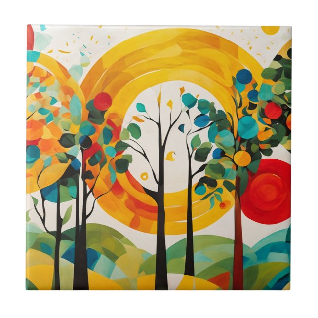 Farbpalette für Herbstvormittag, Abstrakter Wald Fliese (Vorderseite)