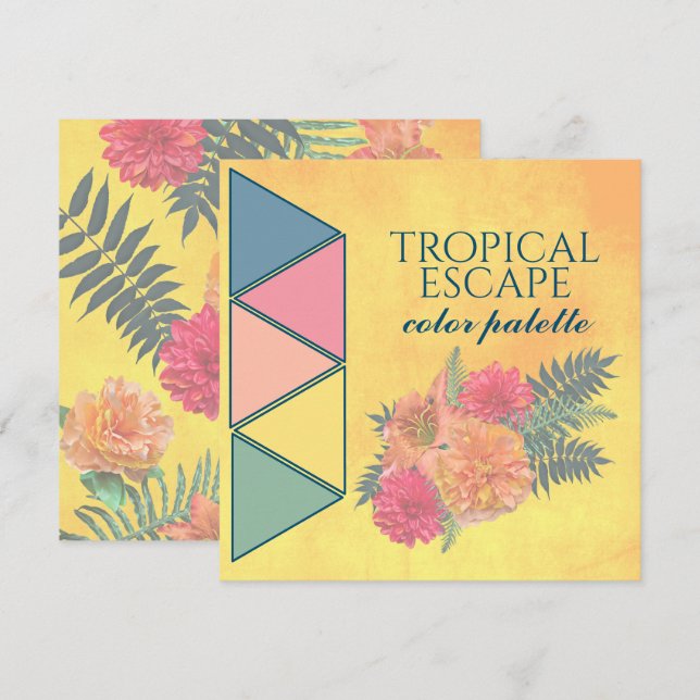 Farbpalette für tropische Escape-Hochzeiten Einladung (Vorne/Hinten)