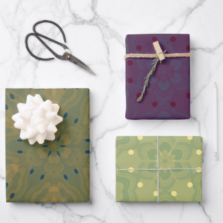 Farbpalette lila und grün geschenkpapier set