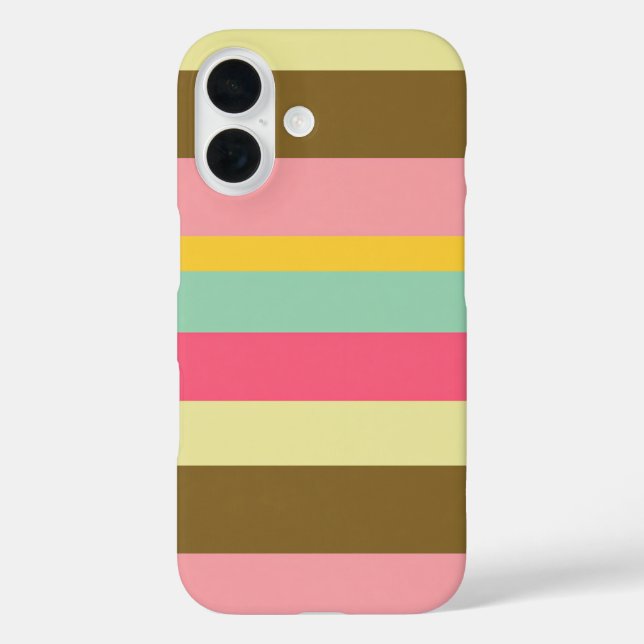 Farbpalettendesign für den Sommer Streifen iPhone 16 Hülle (Rückseite)