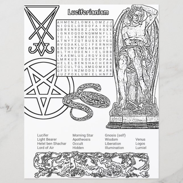 Farbpapier für Luziferische Religionswortsuche (Vorderseite)