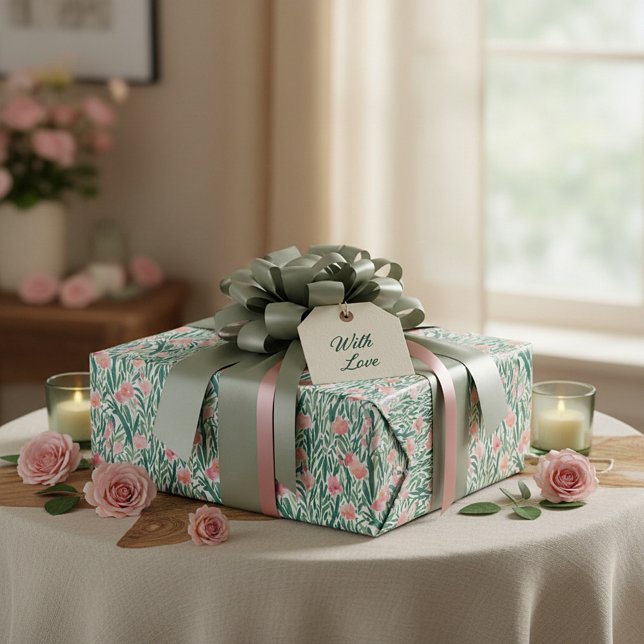 Farbpfirsich und Blumenmuster Geschenkpapier (Von Creator hochgeladen)