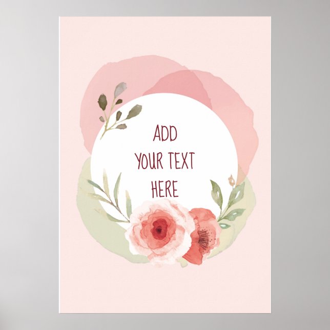 FARBPINK UND GRÜNES BLUMENKUSTOM POSTER (Vorne)