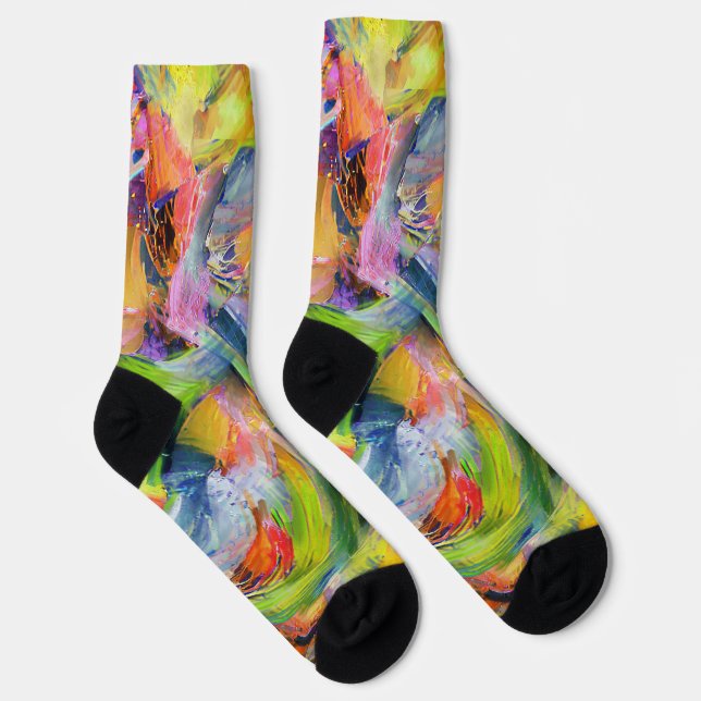 Farbpinselstriche in Gelb Socken (Rechts)