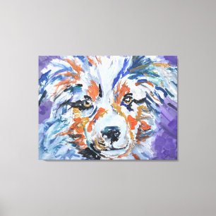 Farbporträt eines Australian Shepherd Hundes Leinwanddruck