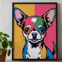 Farbporträt eines Chihuahua-Hundes in Pop-Art-Mani