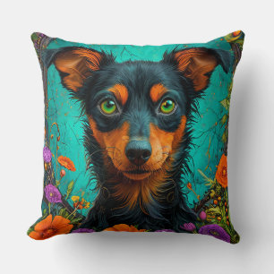 Farbporträt eines Hundes Kissen