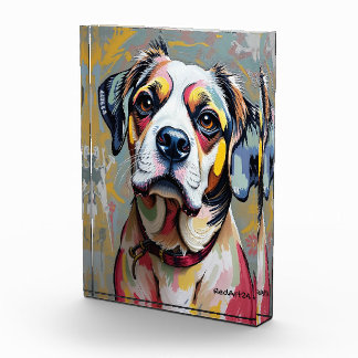 Farbporträt eines Hundes – Lebendige abstrakte Tie Fotoblock