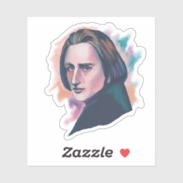Farbporträt von Liszt in Wasserfarbe Aufkleber