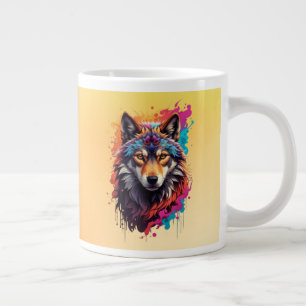 Farbporträt Wolf Abstractes Tier Kunst-87694 Jumbo-Tasse