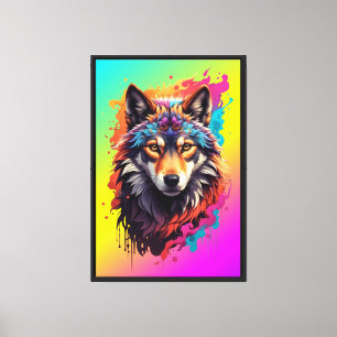 Farbporträt Wolf Abstractes Tier Kunst-87694 Leinwanddruck