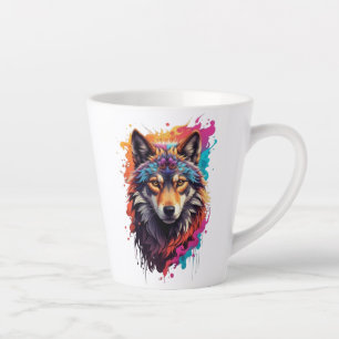 Farbporträt Wolf Abstractes Tier Kunst-87694 Milchtasse