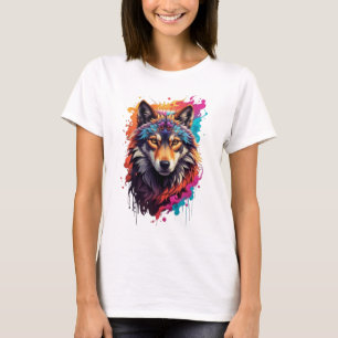 Farbporträt Wolf Abstractes Tier Kunst-87694 T-Shirt