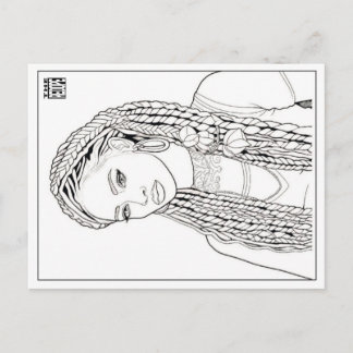 Färbpostkarte | Mädchen mit Dreadlocks Feiertagspostkarte