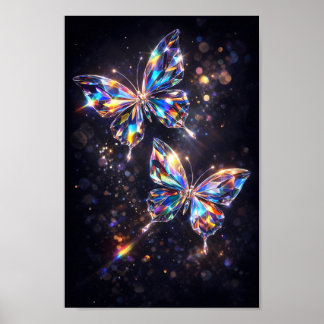 Farbprismatischer Diamantkristall-Schmetterling Gl Poster