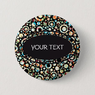 Farbpunkte & Kreismuster + Ihr Text & Hintergrund. Button