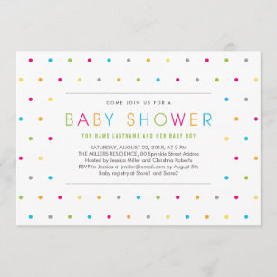 Farbpunkte Moderne saubere, neutrale Babydusche la Einladung
