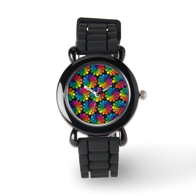 Farbpunktkreismuster + Ihr Hintergrund Armbanduhr (Vorderseite)
