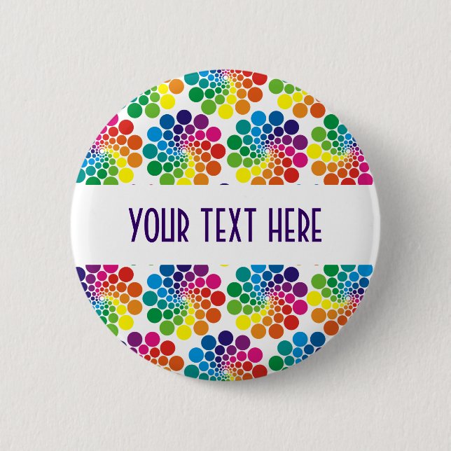 Farbpunktkreismuster + Ihr Rücken. & Text Button (Vorderseite)