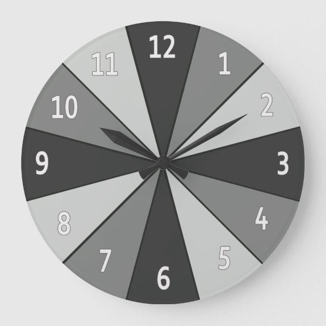 Farbrad grau mit Ziffern Große Wanduhr (Vorderseite)