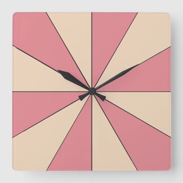 Farbrad Peach verstellbar Minimalistisch Quadratische Wanduhr (Vorderseite)