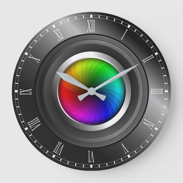 Farbradkamera für Fotografen leuchtet große runde Große Wanduhr (Vorderseite)