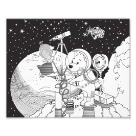 Farbraum mit einem Astronauten-Welpe Fotodruck