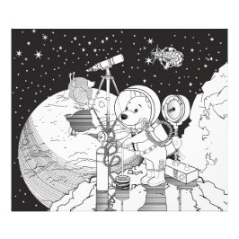 Farbraum mit einem Astronauten-Welpe Fotodruck