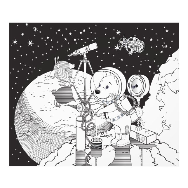 Farbraum mit einem Astronauten-Welpe Fotodruck (Vorne)