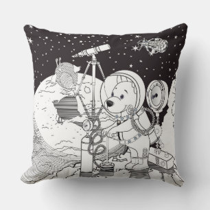 Farbraum mit einem Astronauten-Welpe Kissen