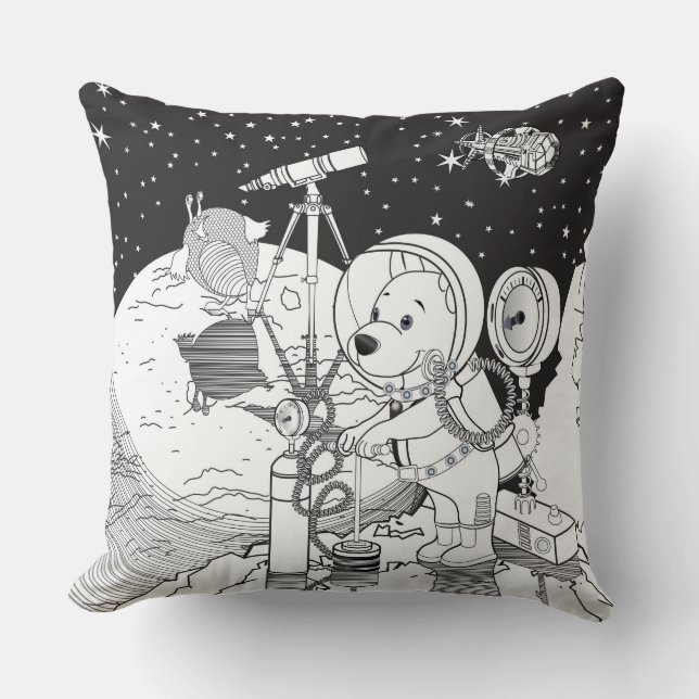 Farbraum mit einem Astronauten-Welpe Kissen (Vorderseite)
