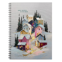 Farbreiches Winterdorf Schnee im Impasto-Stil