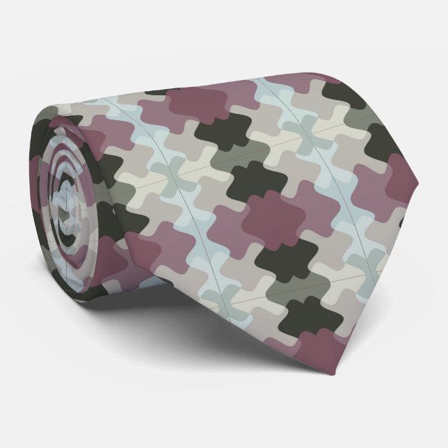 Farbrosa blaues Beige Muster Krawatte (Gerollt)