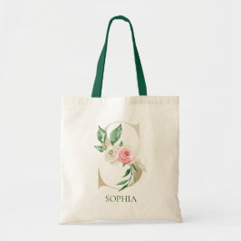 Farbrosa Blumenbrief S Monogram Totbeutel Tragetasche