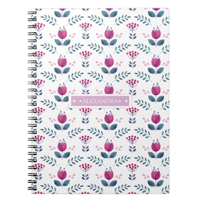 Farbrosa Blumendesign Notizblock (Vorderseite)