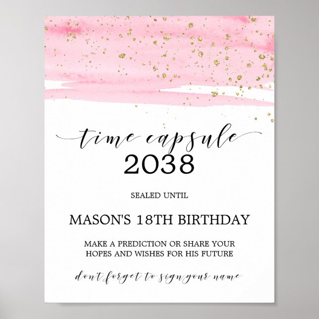 Farbrosa Farbe Rosa Blau & Gold Time Kapseluntersc Poster (Vorne)