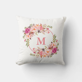 Farbrosa Floral Monogramm Kissen